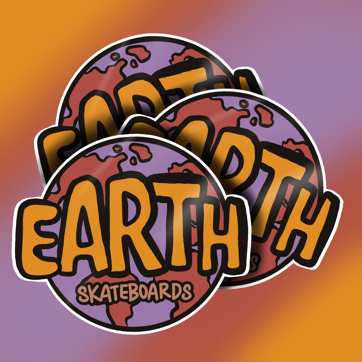 3 Earth Stickers (Skull)